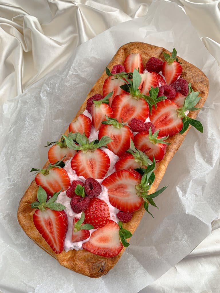 Sliced Strawberries on Brown Bread